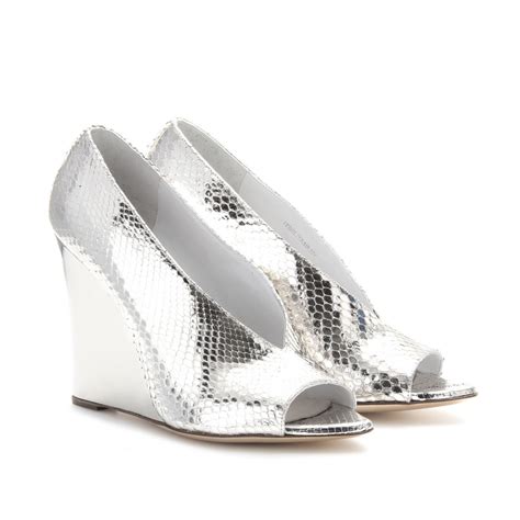 burberry prorsum shoreham silver metallic snakeskin wedges|Burberry Prorsum Women’s Wedge Sandals .